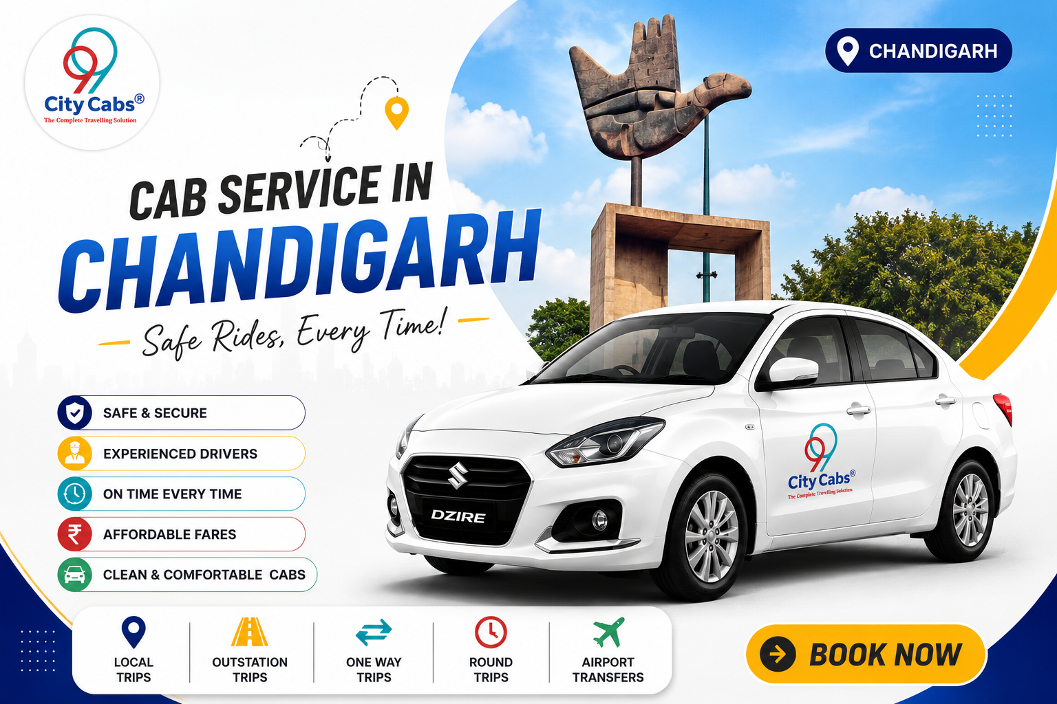Best Taxi Service in Chandigarh | Local, Outstation & Airport Cabs