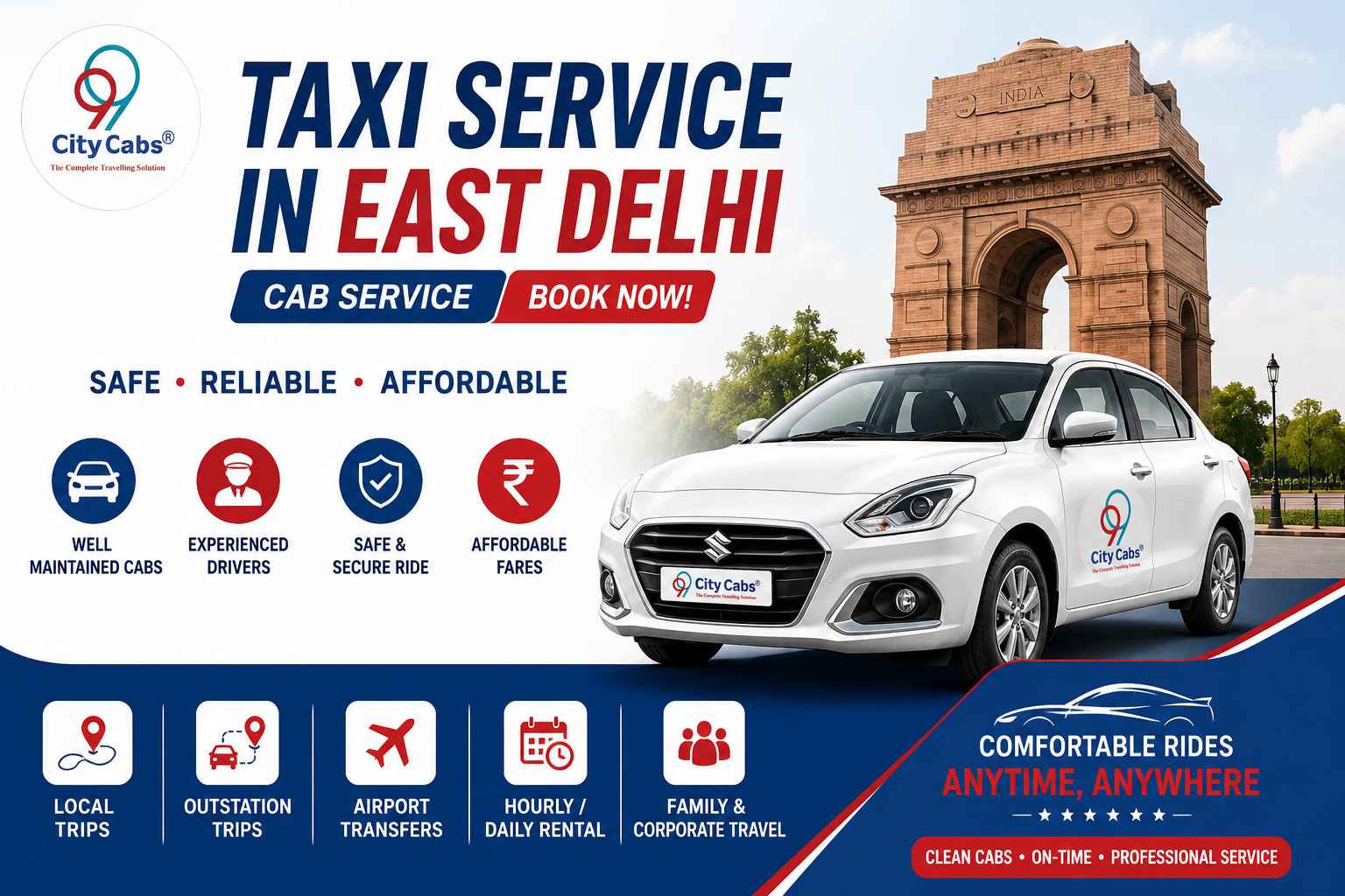 Taxi Service in East Delhi | Cab Service in East Delhi – 99 City Cabs